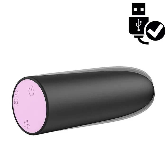 Micro Bullet Vibrador Recarregável USB 10 Modos Preto